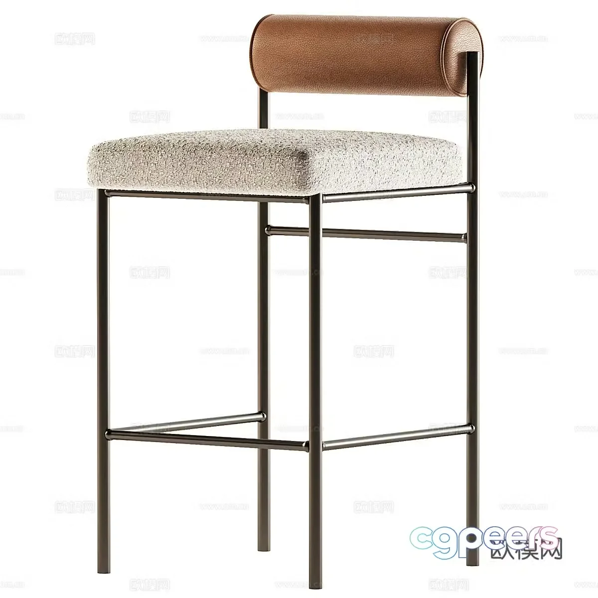 New Chinese style light luxury Balla Stool Group Bar chair 3D model