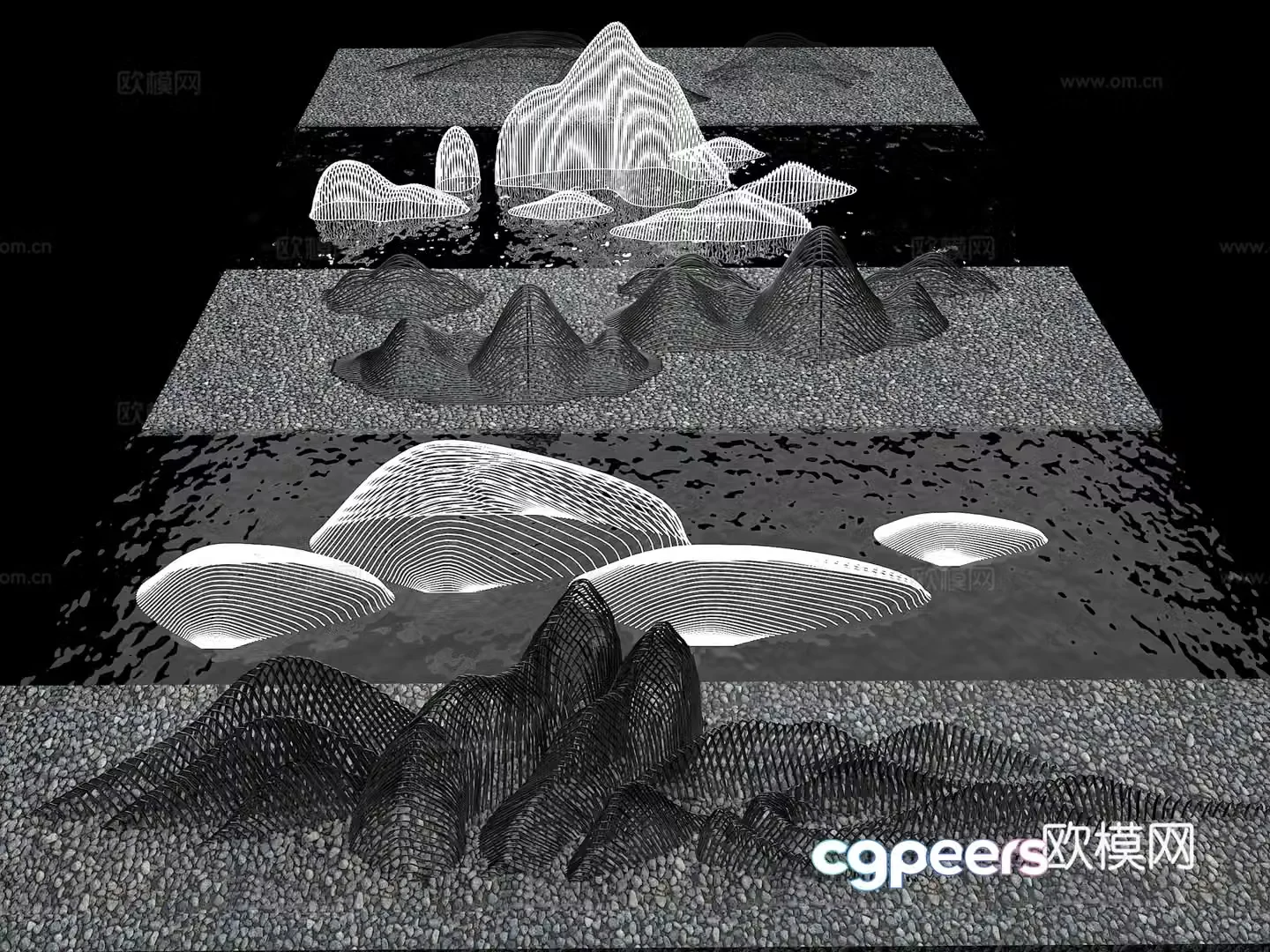 dry landscape line mountain line landscape artistic mountain artistic mountain form mountain form artistic landscape 3d model