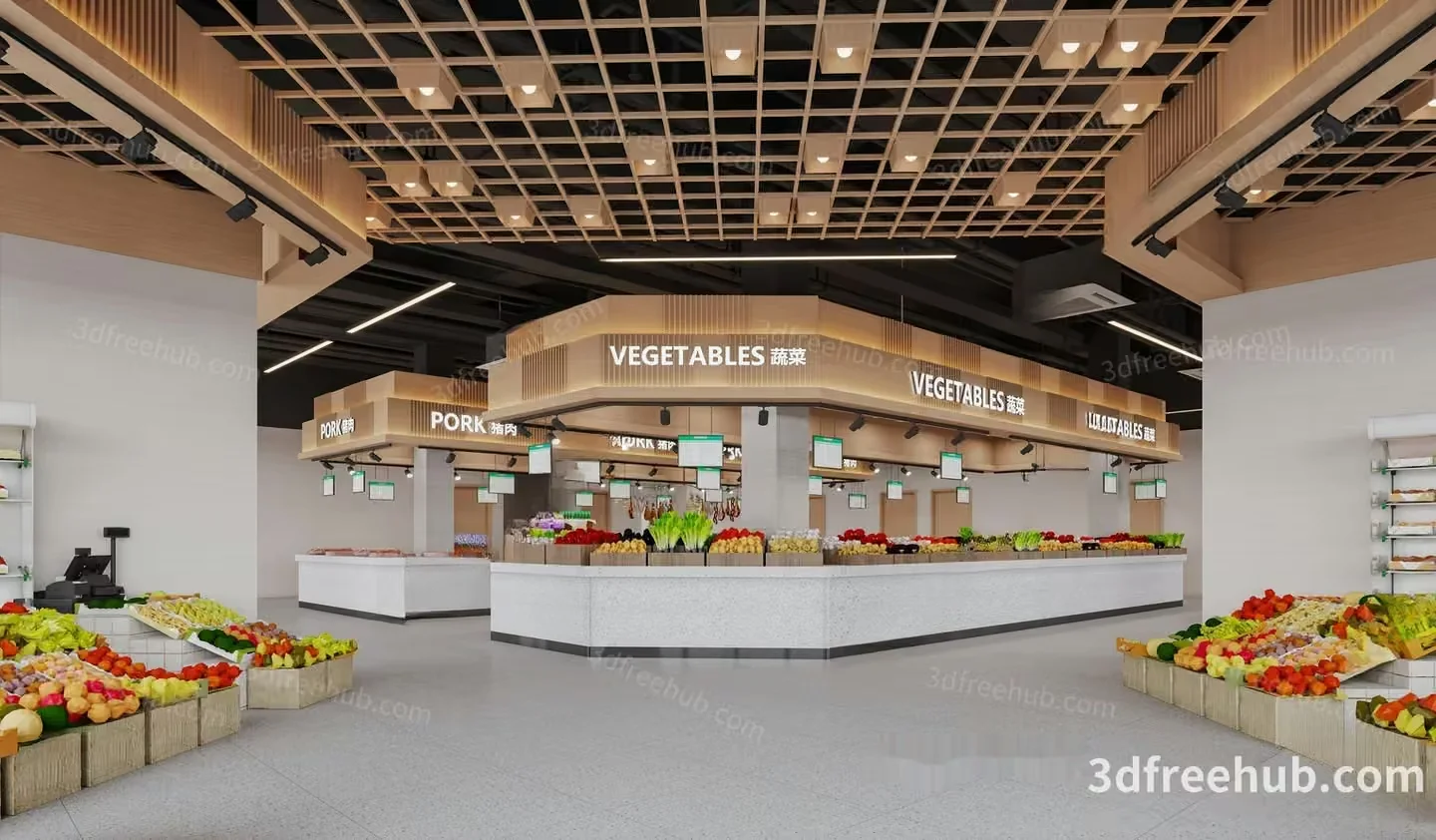 A Grocery Store 3D Model – 20810 – VRAY Render