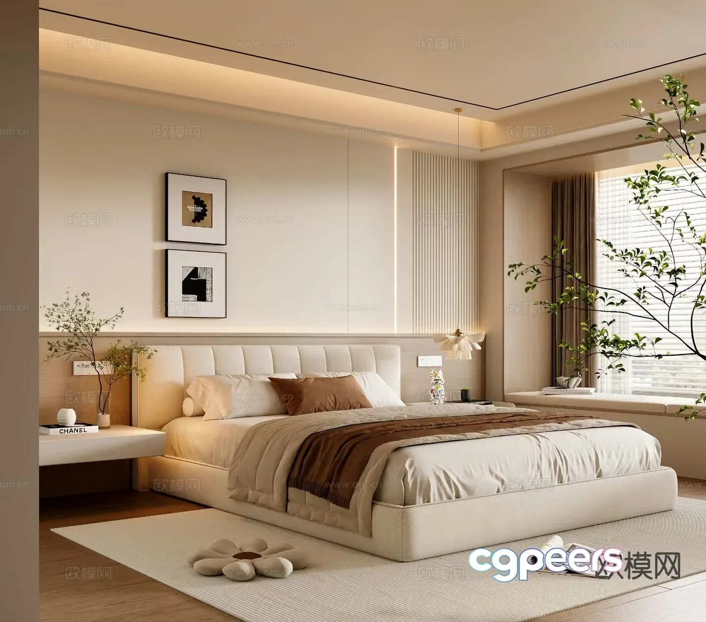 Cream style bedroom master bedroom 3d model
