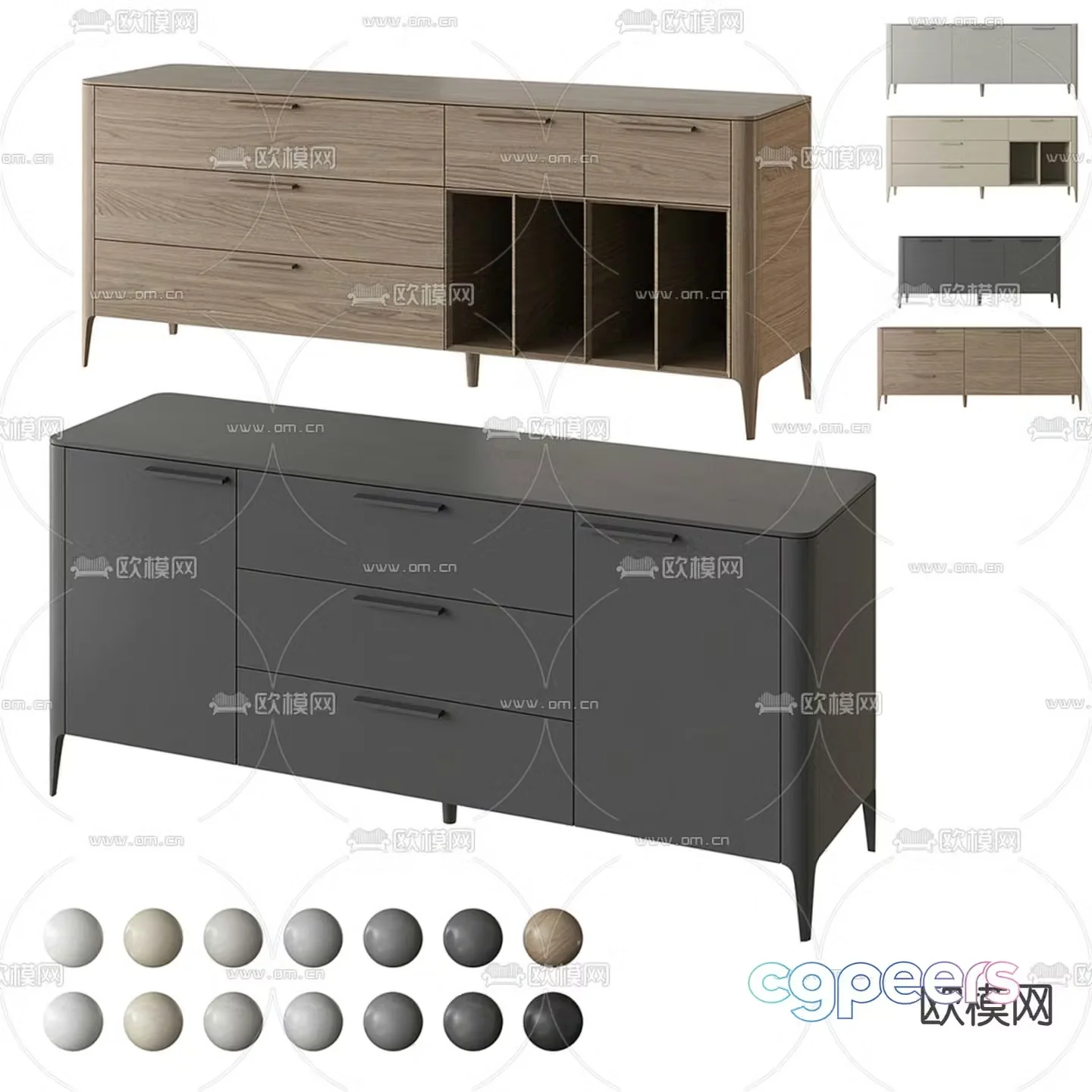 Modern chest of drawers side cabinet 3d model