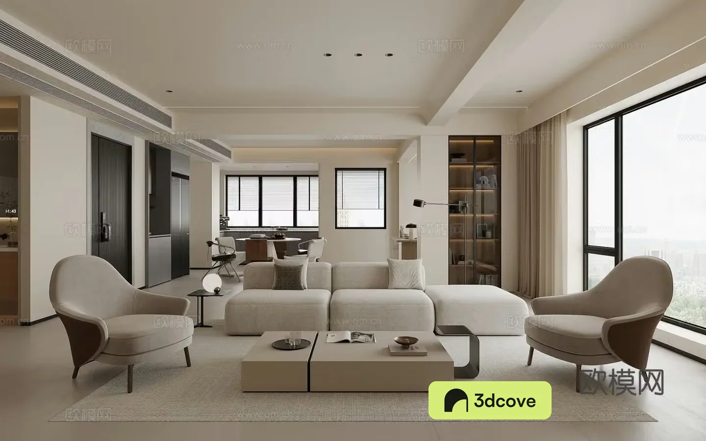 Modern minimalist living restaurant