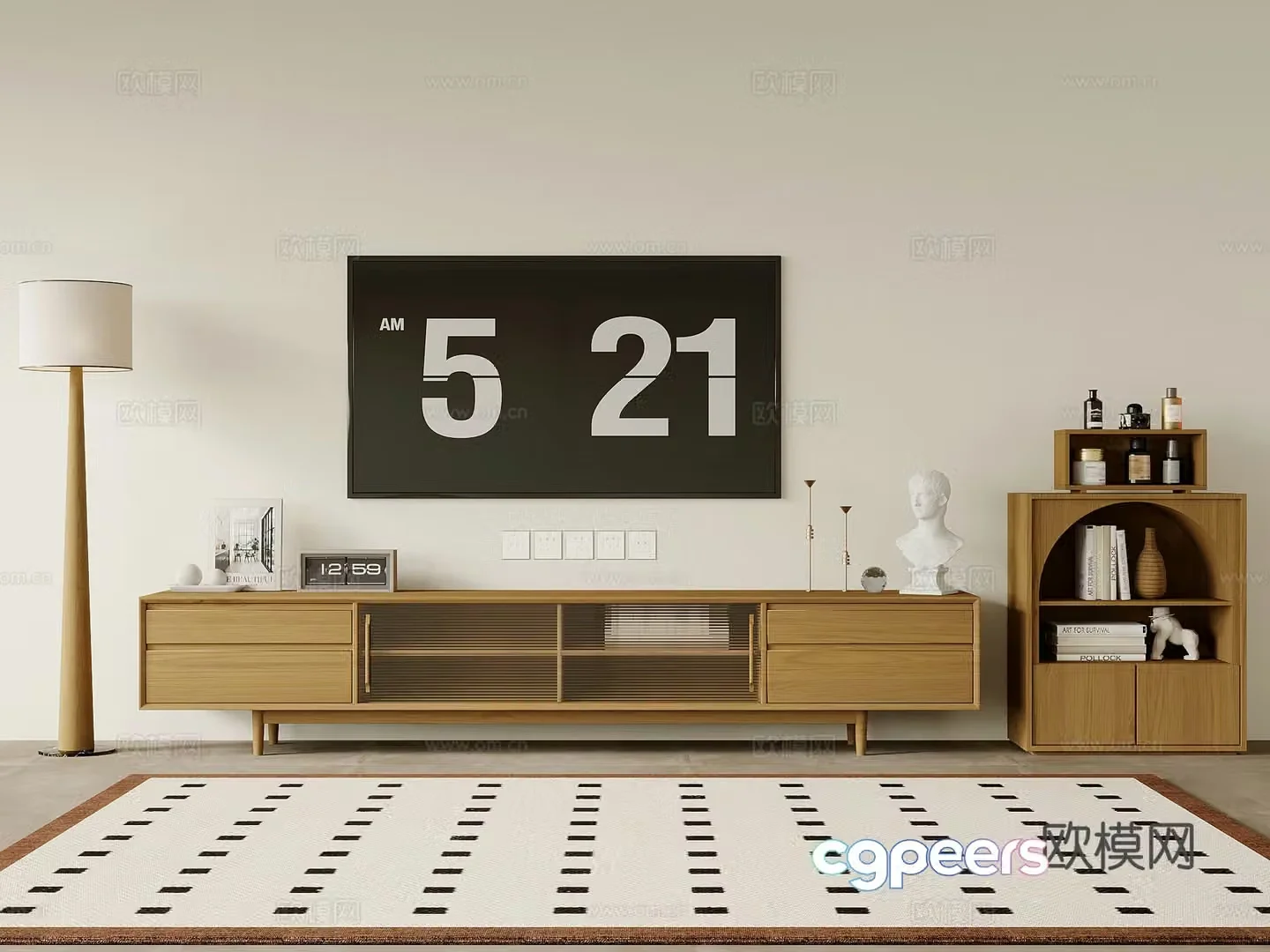 12 TV cabinet Wasabi wind TV cabinet side cabinet TV set floor lamp 3d model