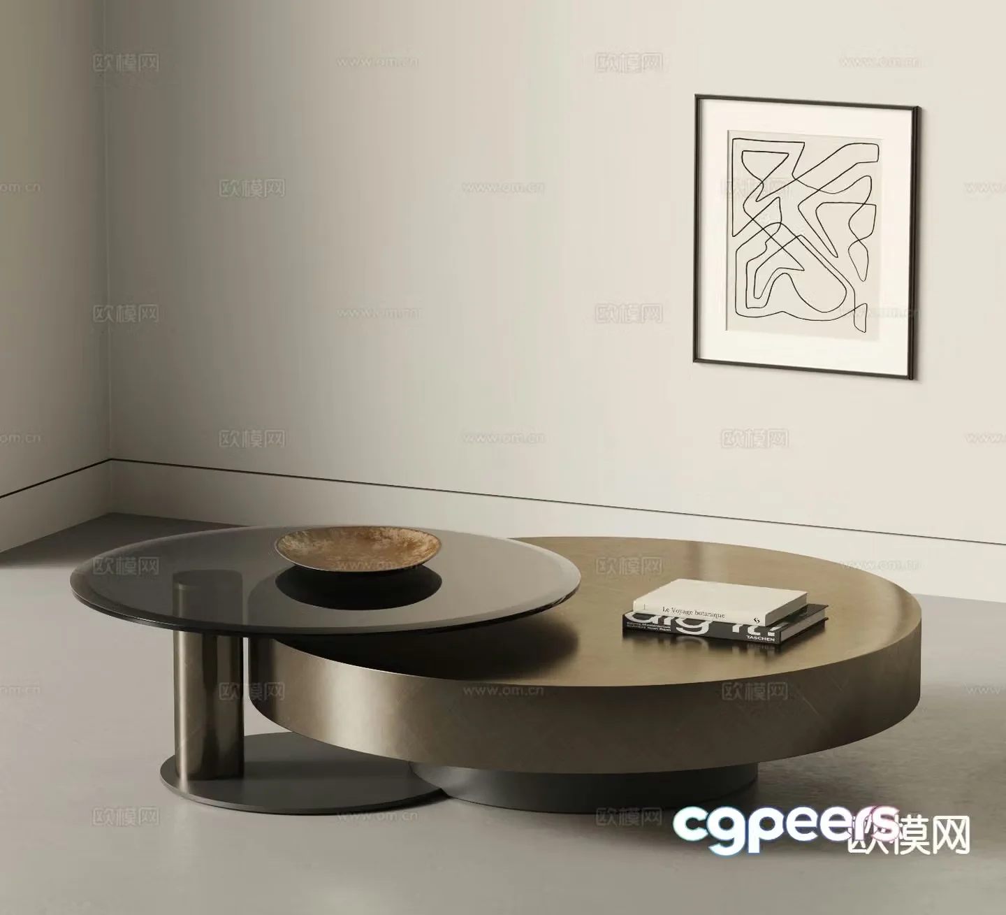 Modern double coffee table 3d model