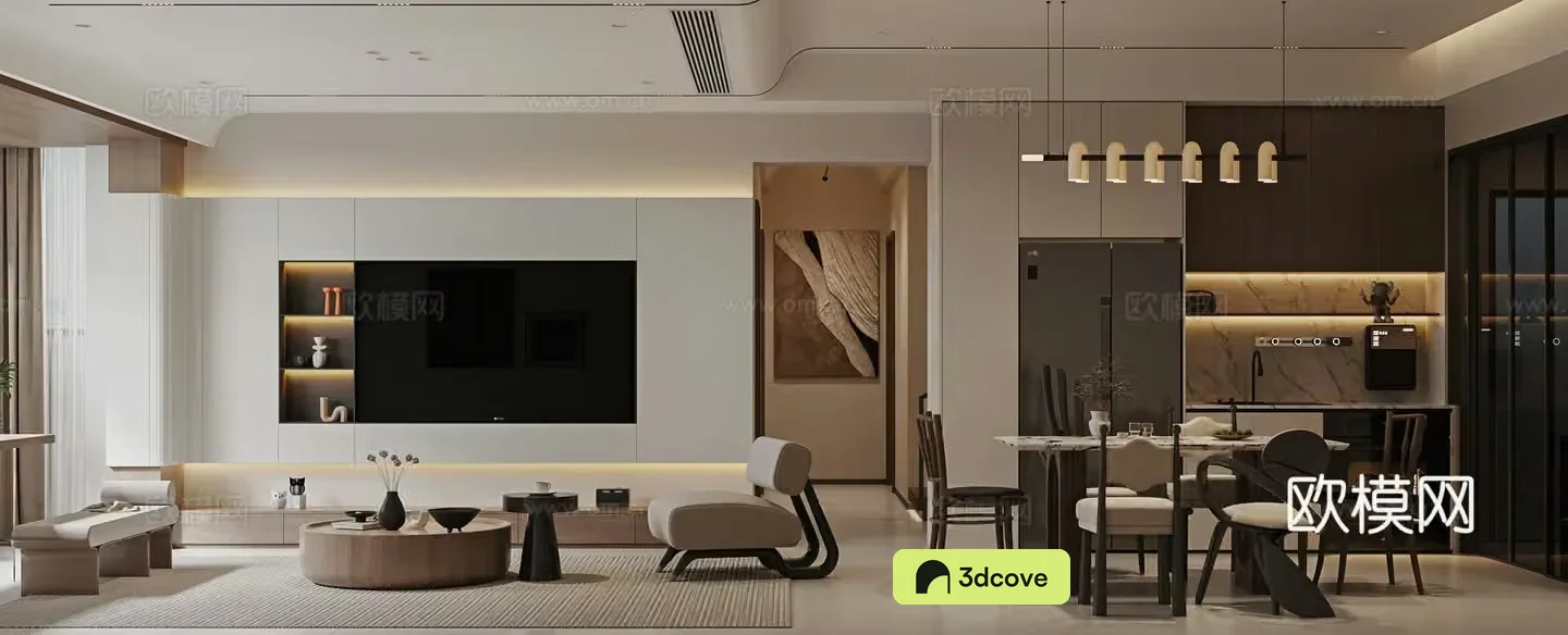 Modern living and dining room