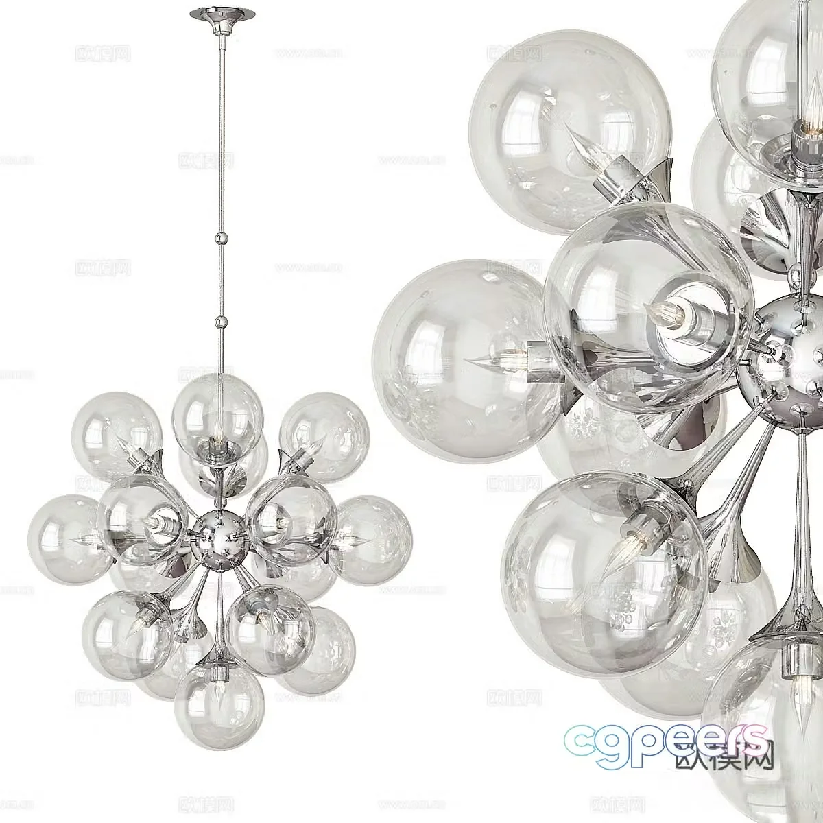 Modern spherical chandelier 3d model