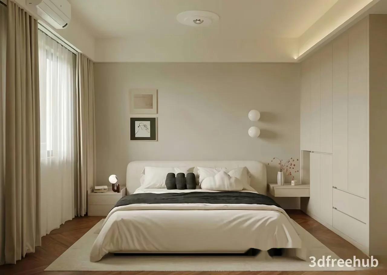 Cozy Modern Bedroom 3D Model – 16115 – VRAY Render