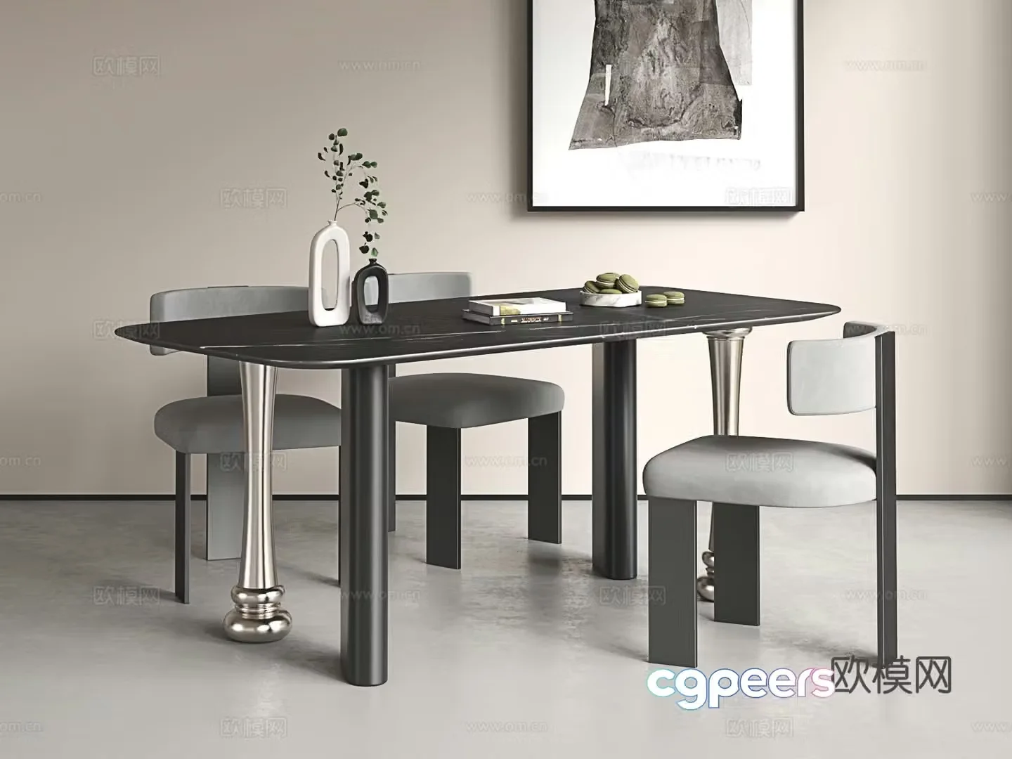 Modern dining table and chair combination Light luxury dining table and chair combination Italian dining table and chair combination 3D model