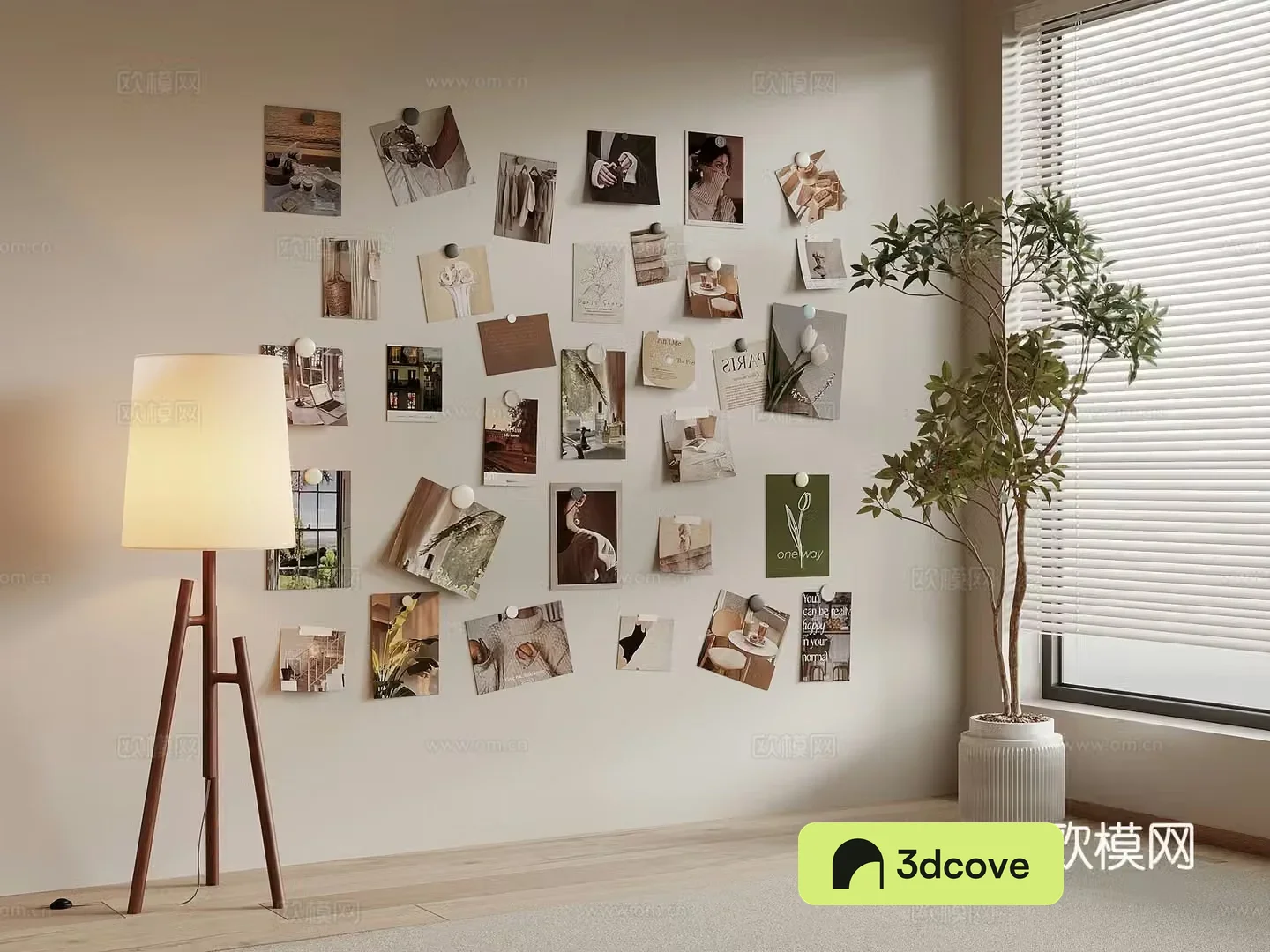 Modern photo wall floor lamp green plant potted plant