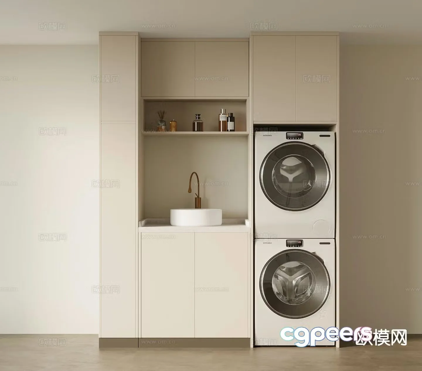 Modern balcony cabinet washing machine cabinet 3d model