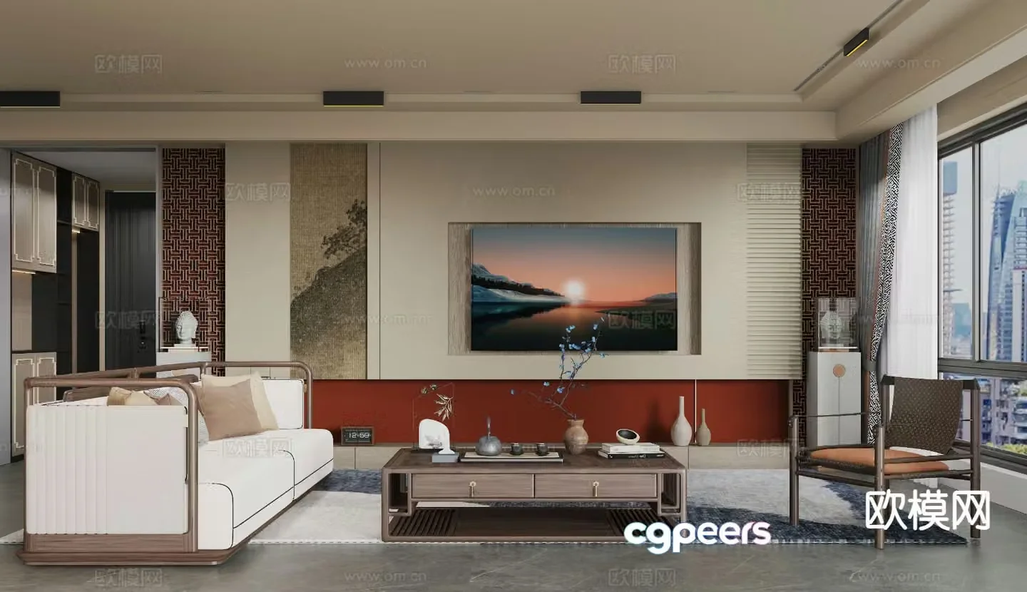 New Chinese style living room 3d model