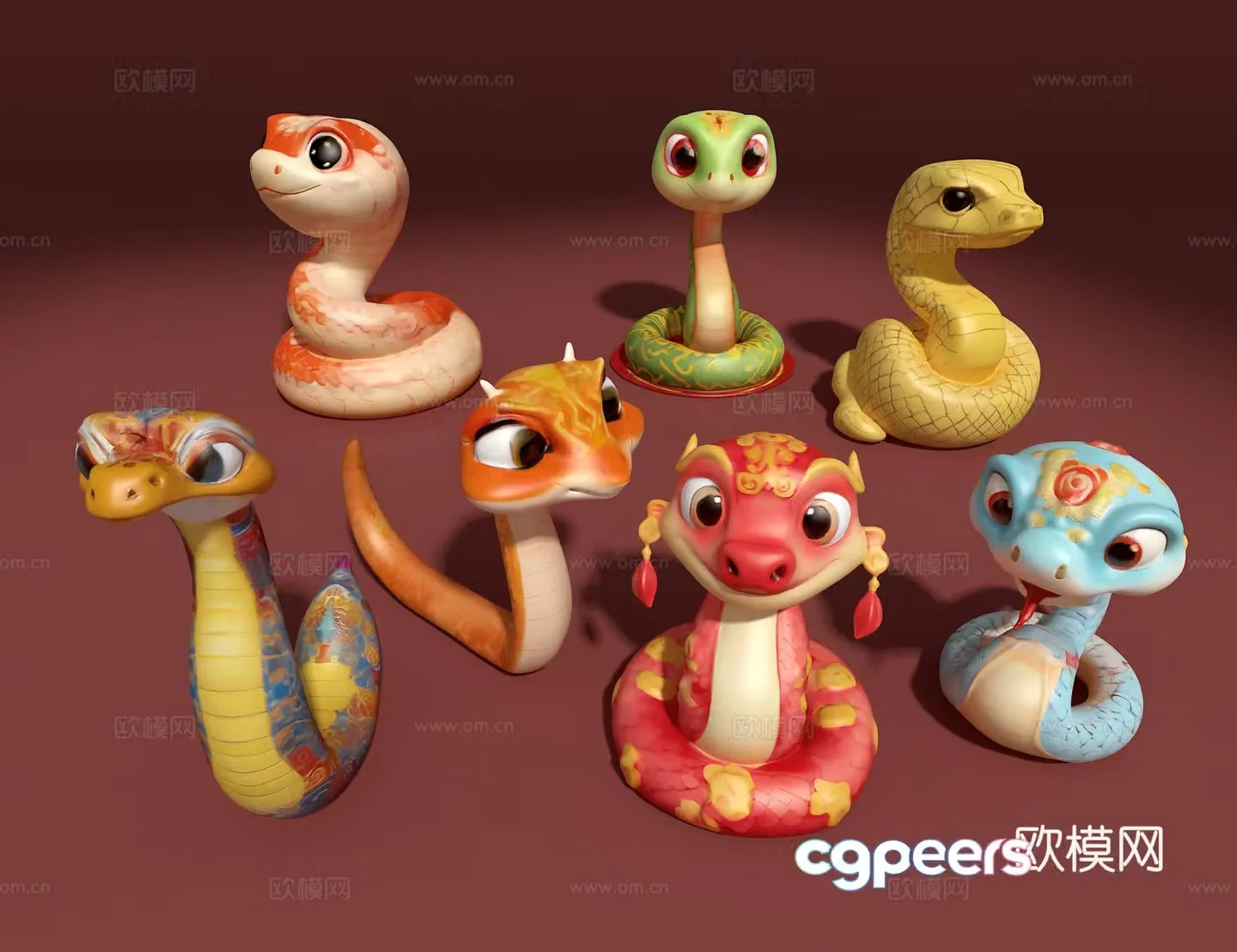 Cartoon snake 3d model
