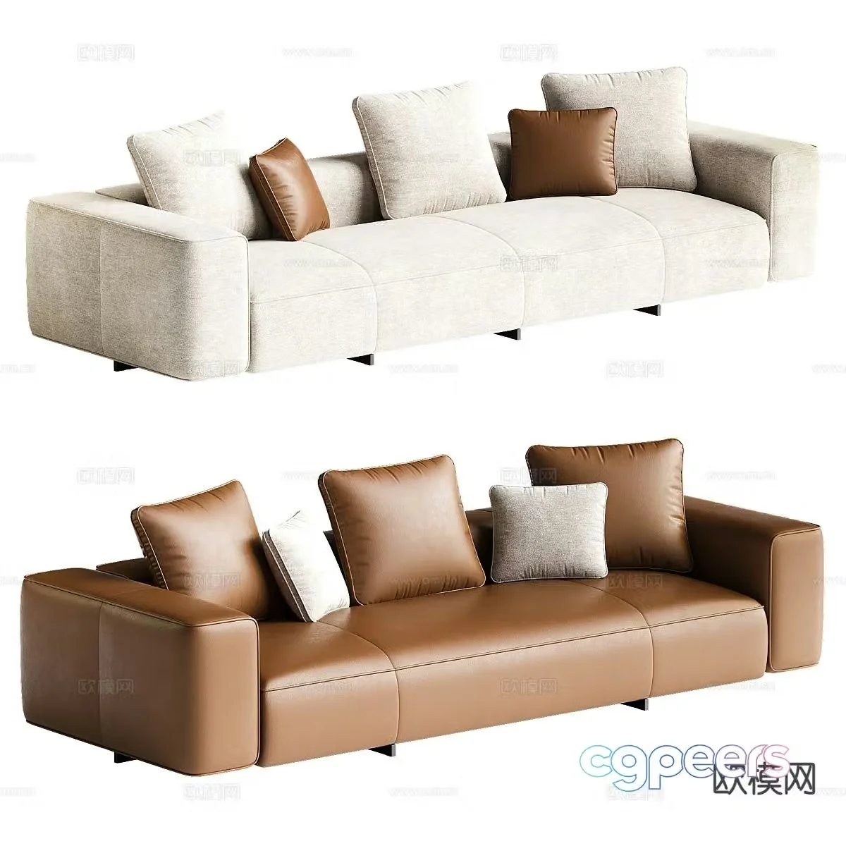 Italian multi-person sofa 3D model