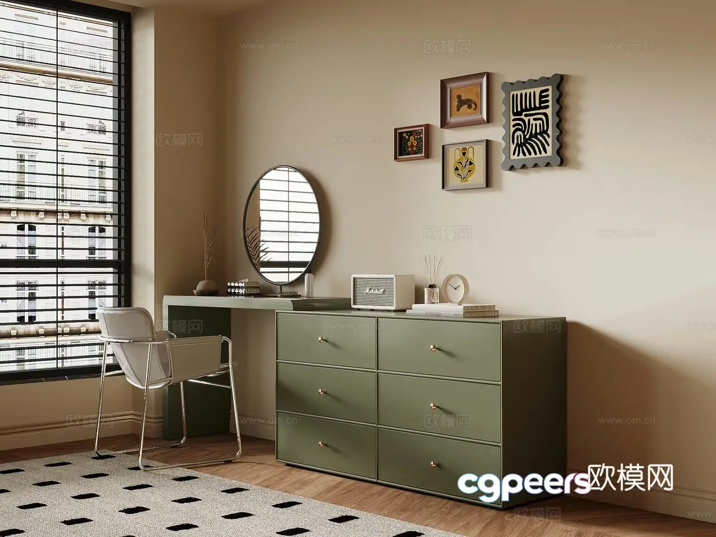 French retro style dressing table 3d model