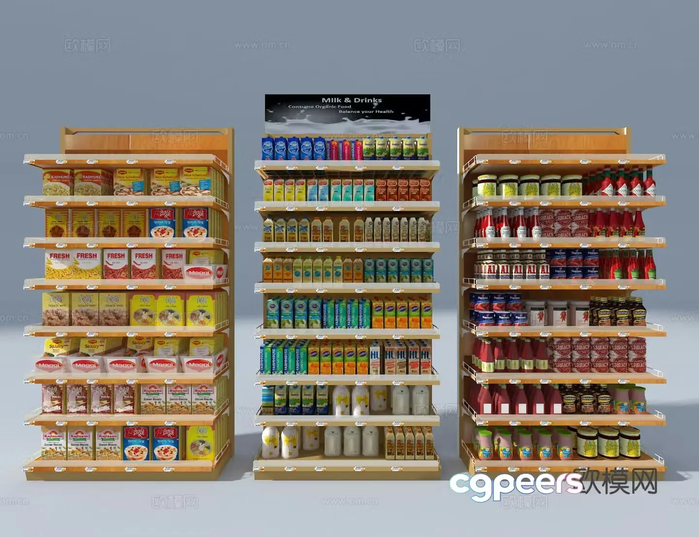 Supermarket shelves snack shelves 3d model