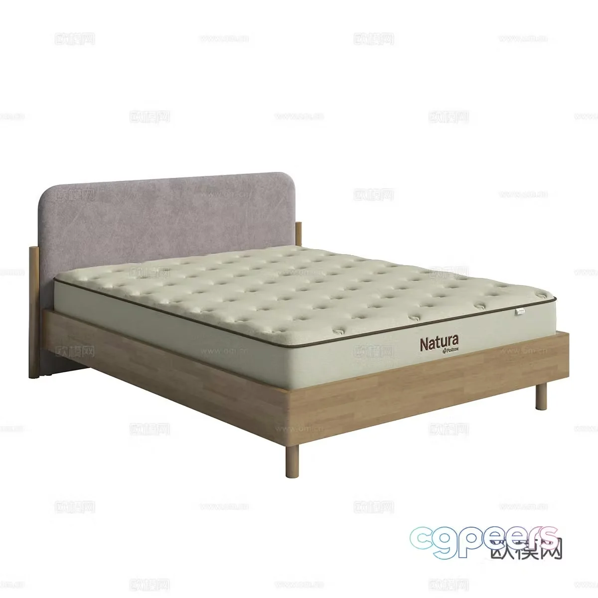 Nordic simple double bed double bed simple bed bedroom bed 3d model