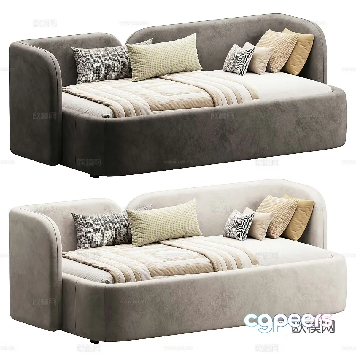 Modern AMALYA Children’s Fabric Sofa Bed 3D Model