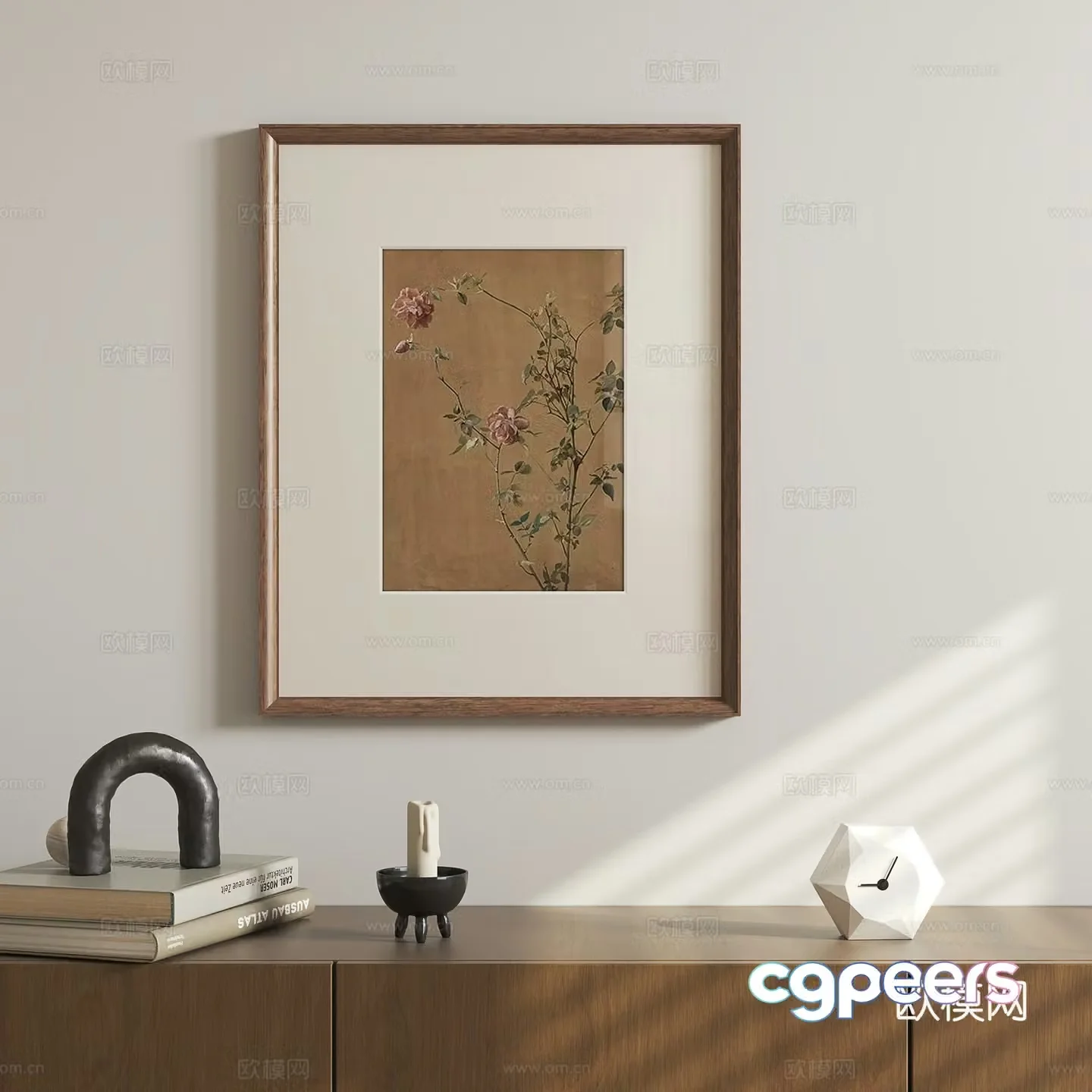 Nordic retro hanging painting flower painting 3d model