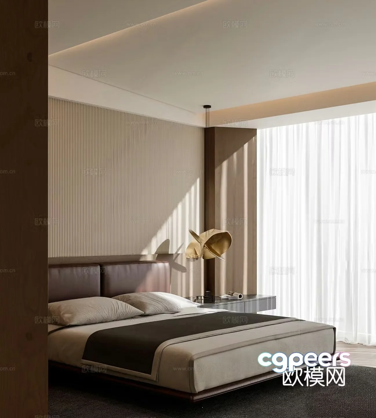 Italian double bed 3d model