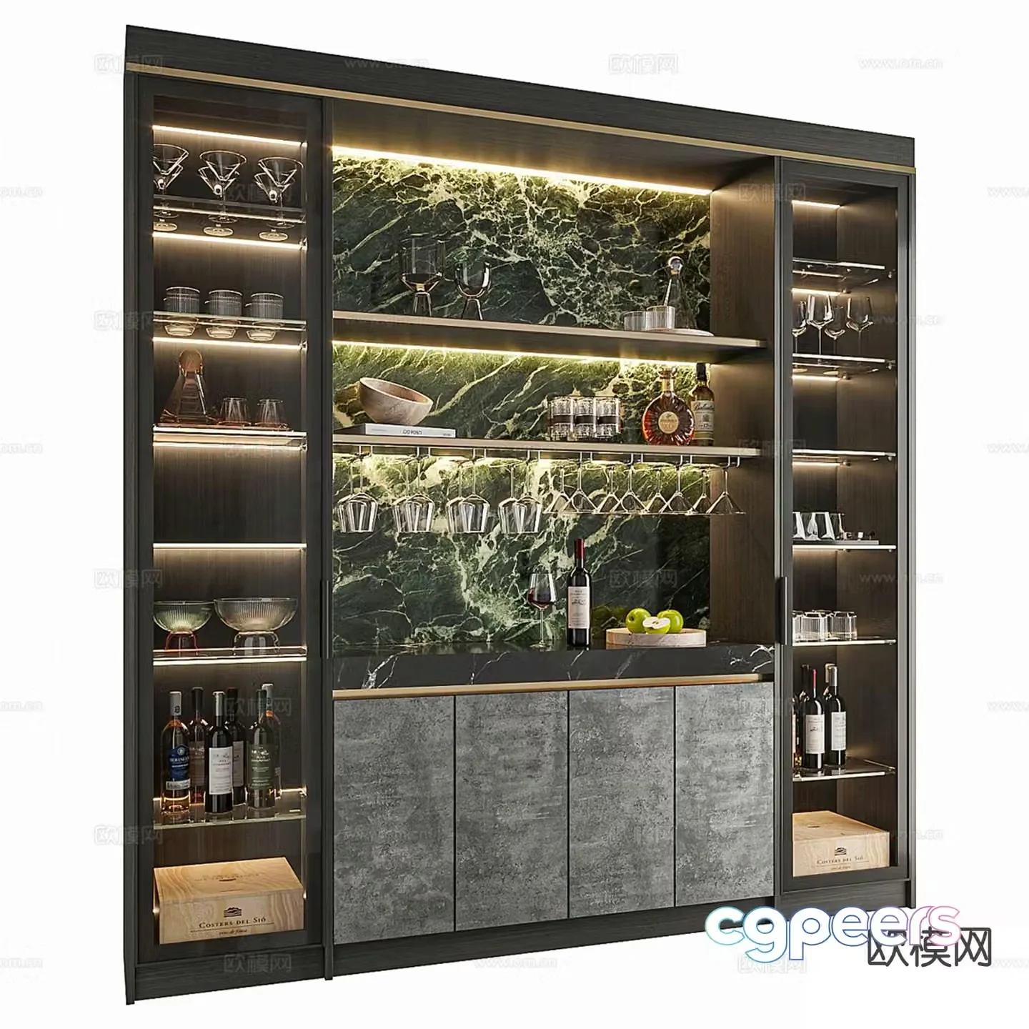 Light luxury wine cabinet open wine cabinet 3D model
