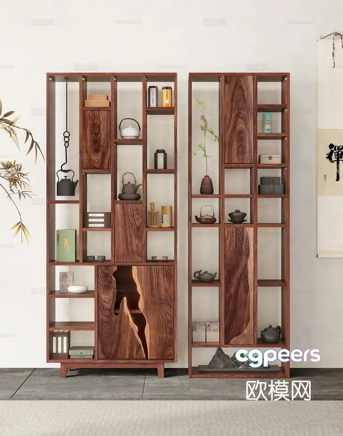 New Chinese style 3D model of Bo Gu shelf