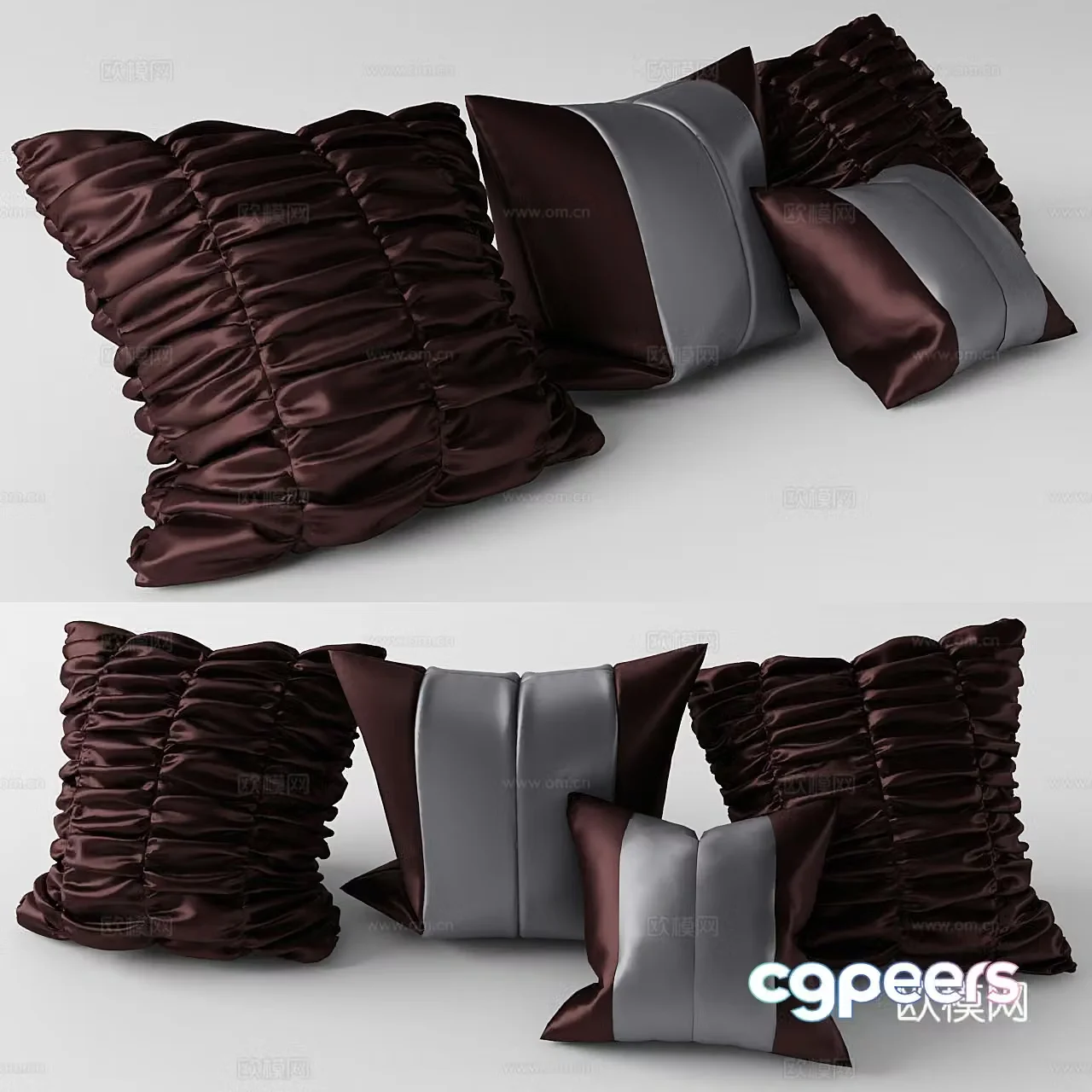 Modern pillow waist pillow pillow combination 3D model