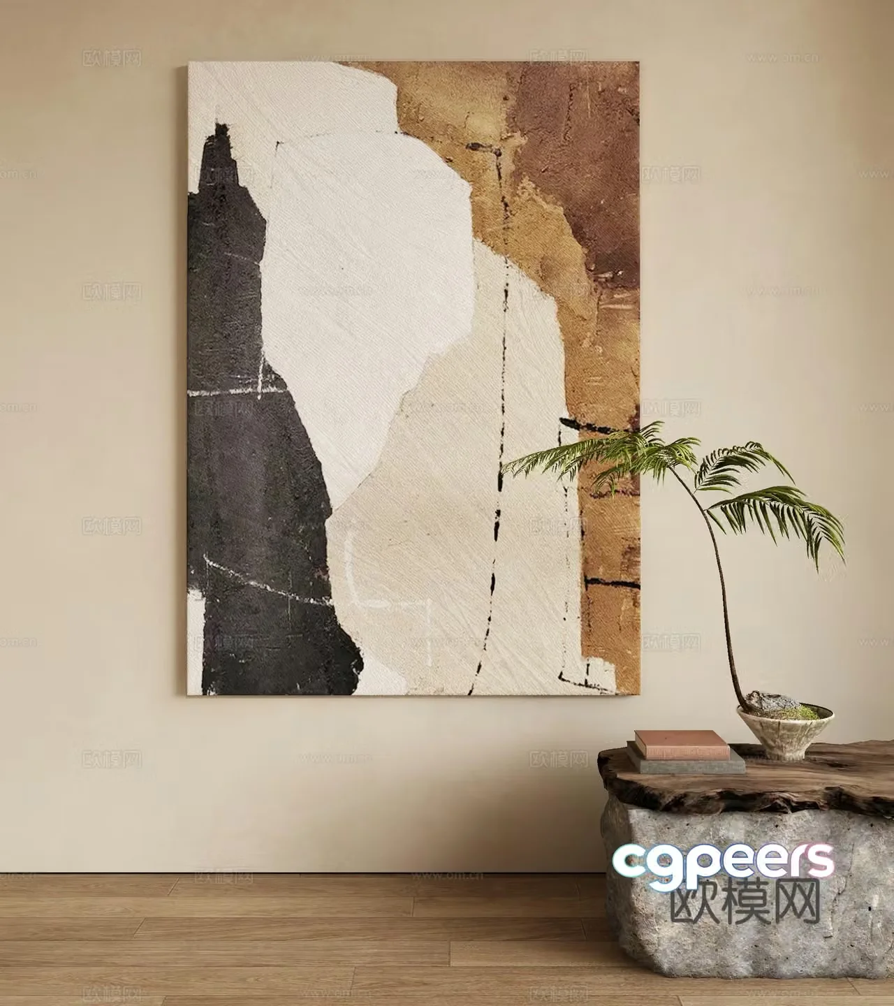 Modern texture painting decorative painting 3d model