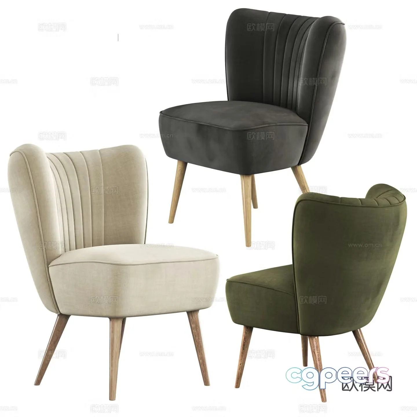 Vintage modern sofa chair leisure chair 3d model