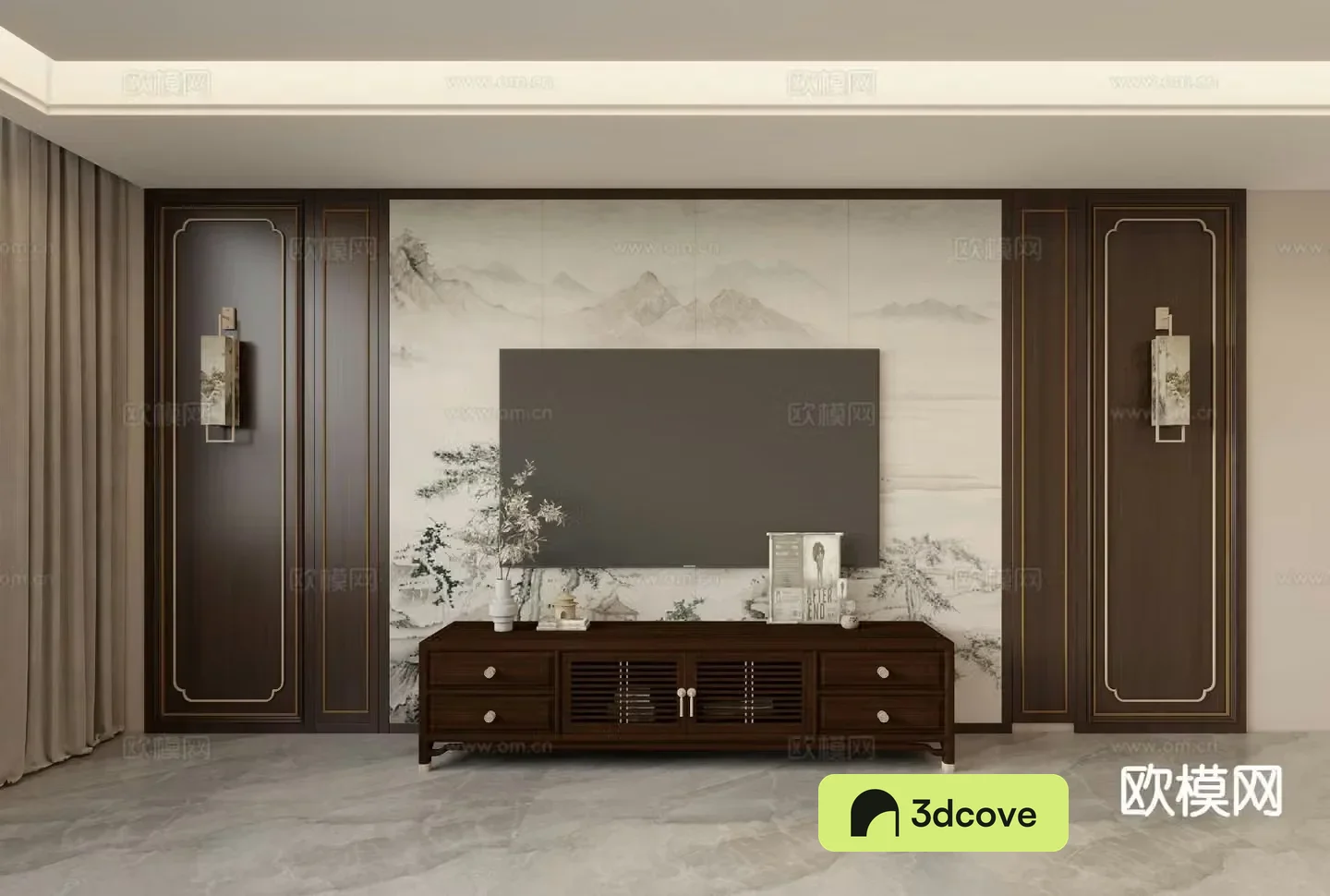 New Chinese style TV wall TV background