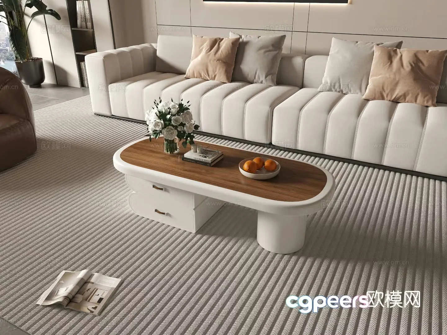 Oval coffee table 3d model