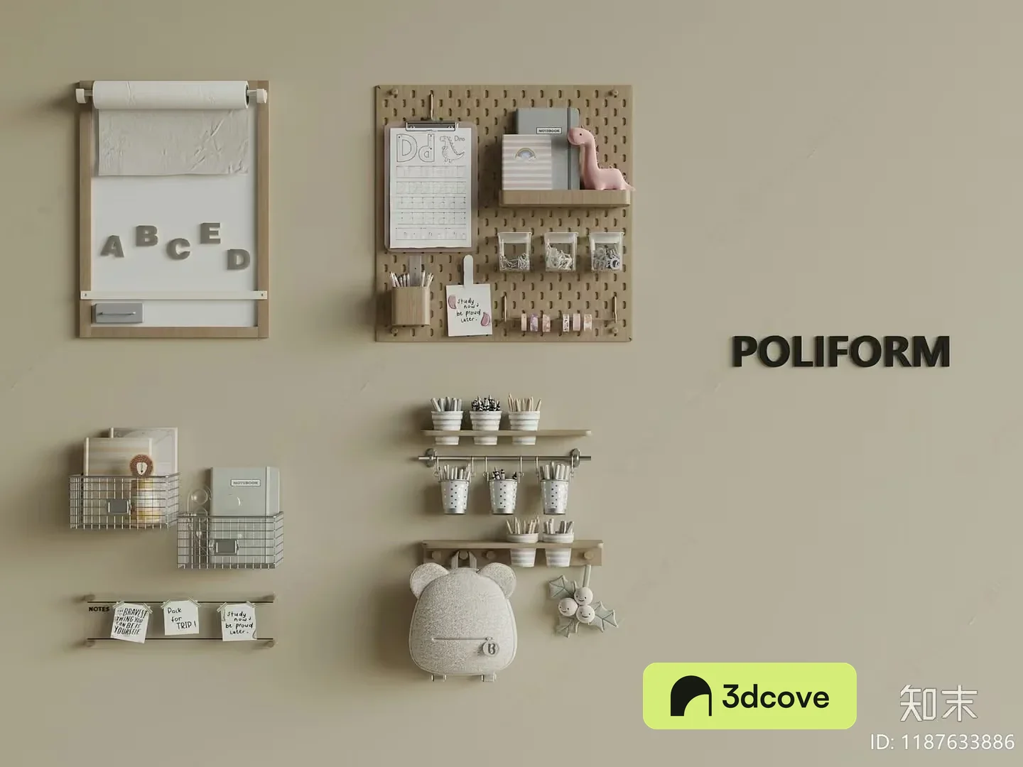 A Beige Wall With Various Items On It