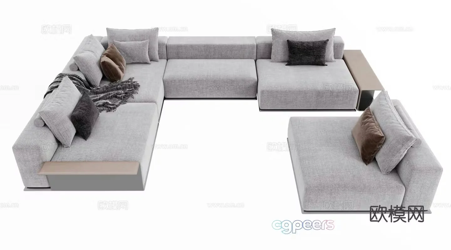 Modern multi-seater sofa corner sofa 3d model