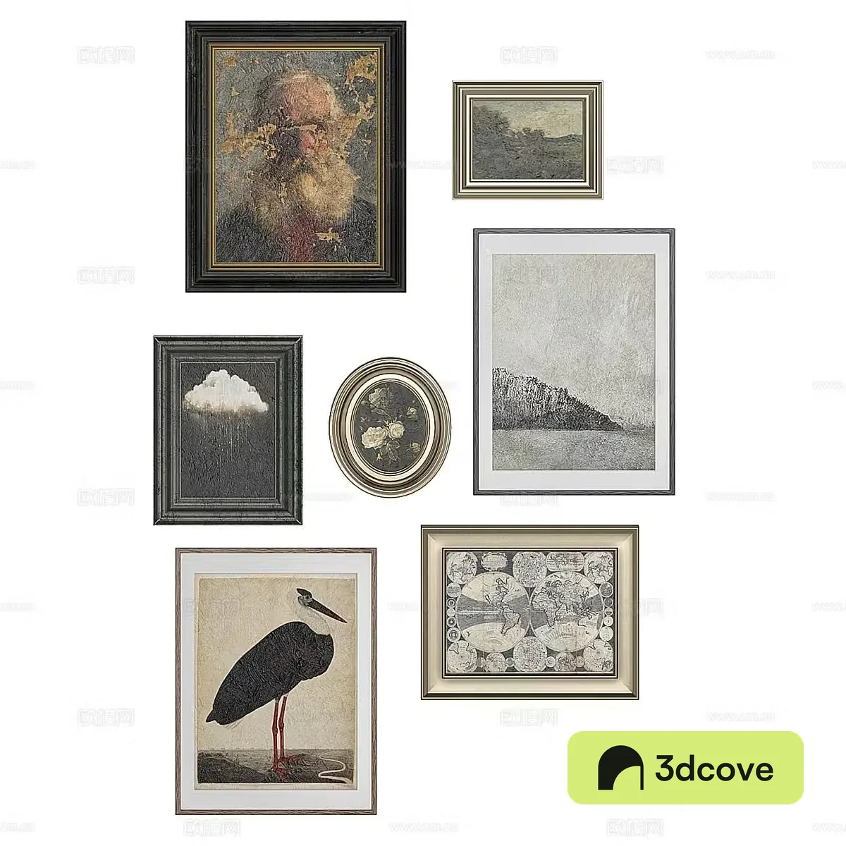Hanging painting combination Decoration hanging painting Decoration painting Living room hanging painting Tea room hanging painting Oil painting Hall hanging