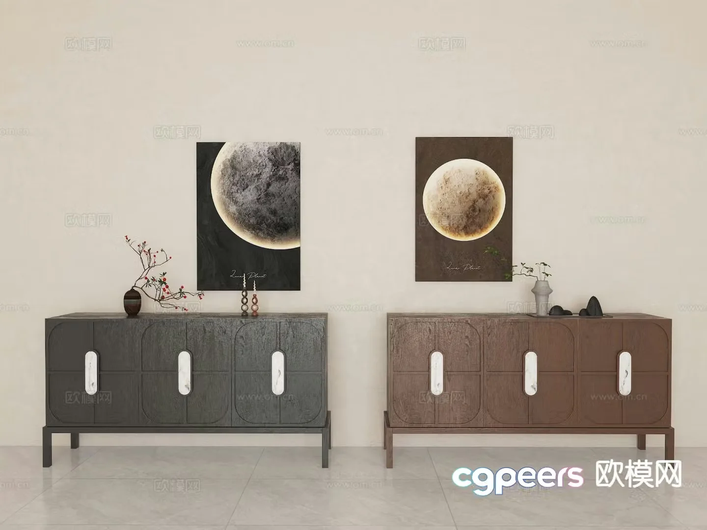 Medieval style entrance cabinet Duanjing cabinet 3D model
