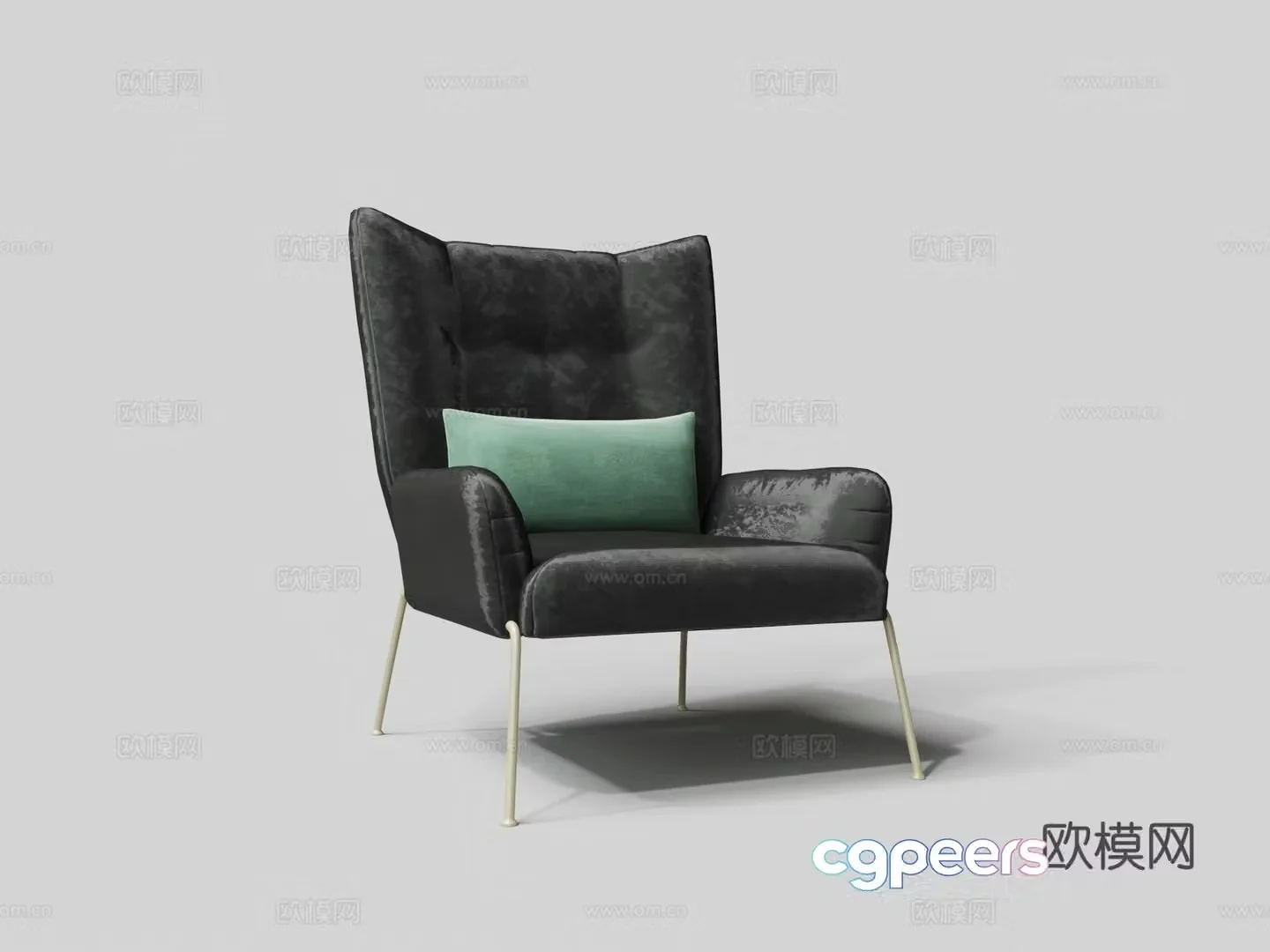 Modern black polyester space cloth lounge chair 3d model