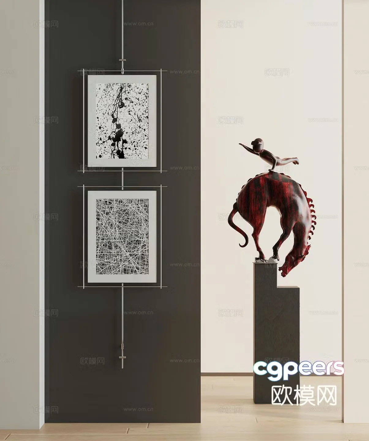 Modern texture painting decorative painting 3d model