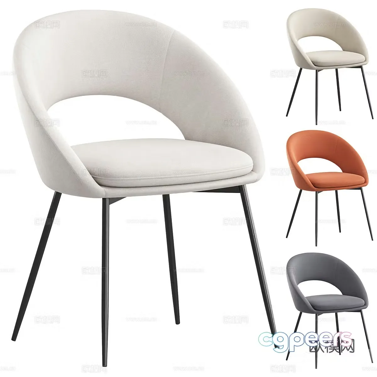 Modern minimalist dining chair 3d model