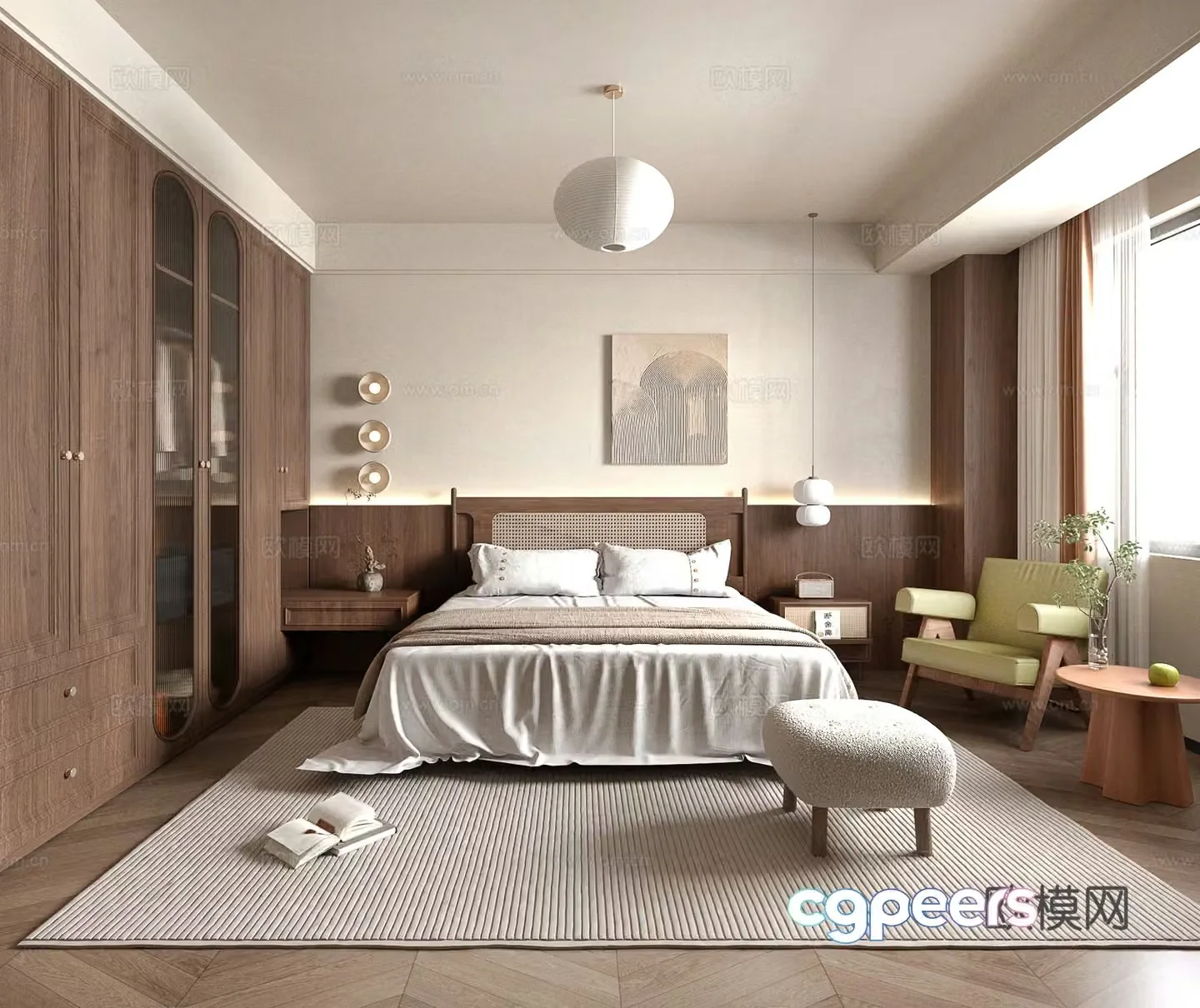 Middle style bedroom master bedroom room home decoration 3d model 3d model