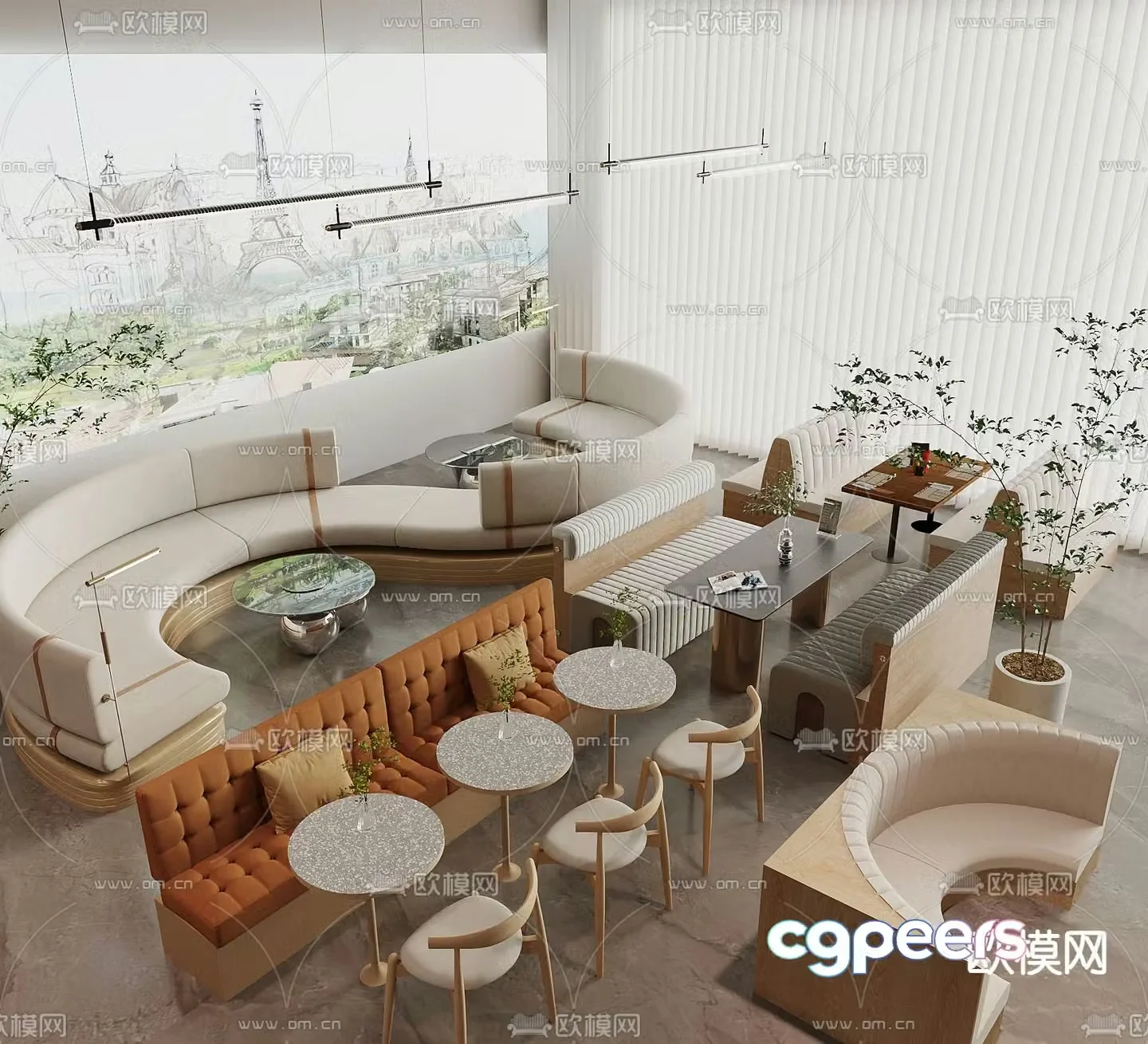 Card seat dining table and chairs restaurant card seat 3d model