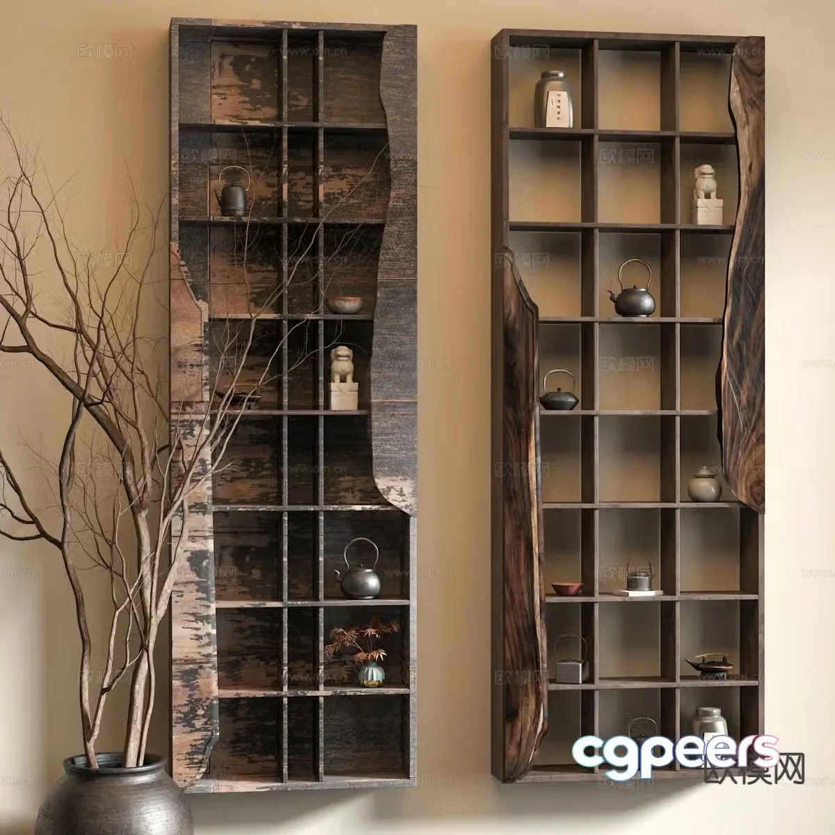 Wabi-sabi tea cabinet wall cabinet 3d model