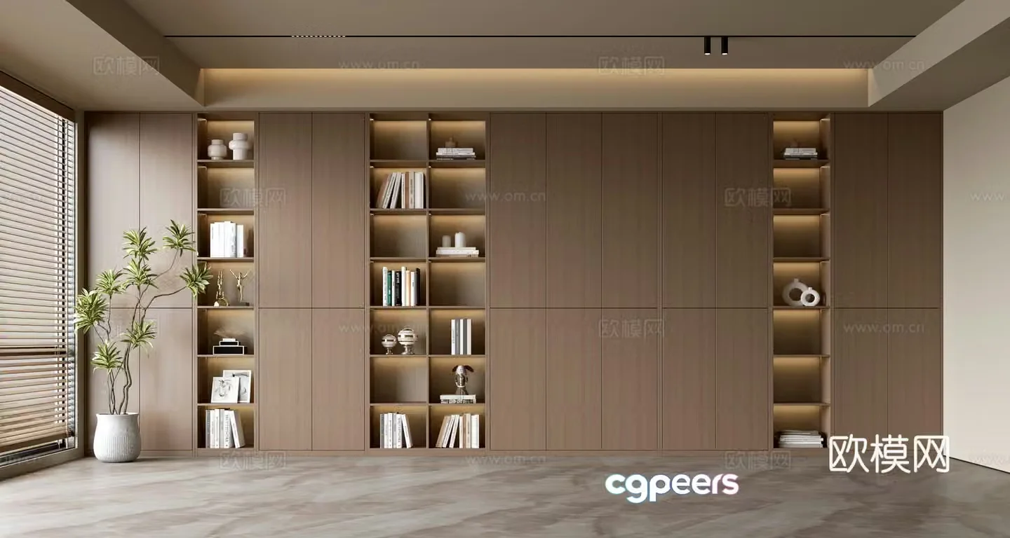 Modern background wall bookcase Living room bookcase Living room background wall Bookcase background wall 3d model