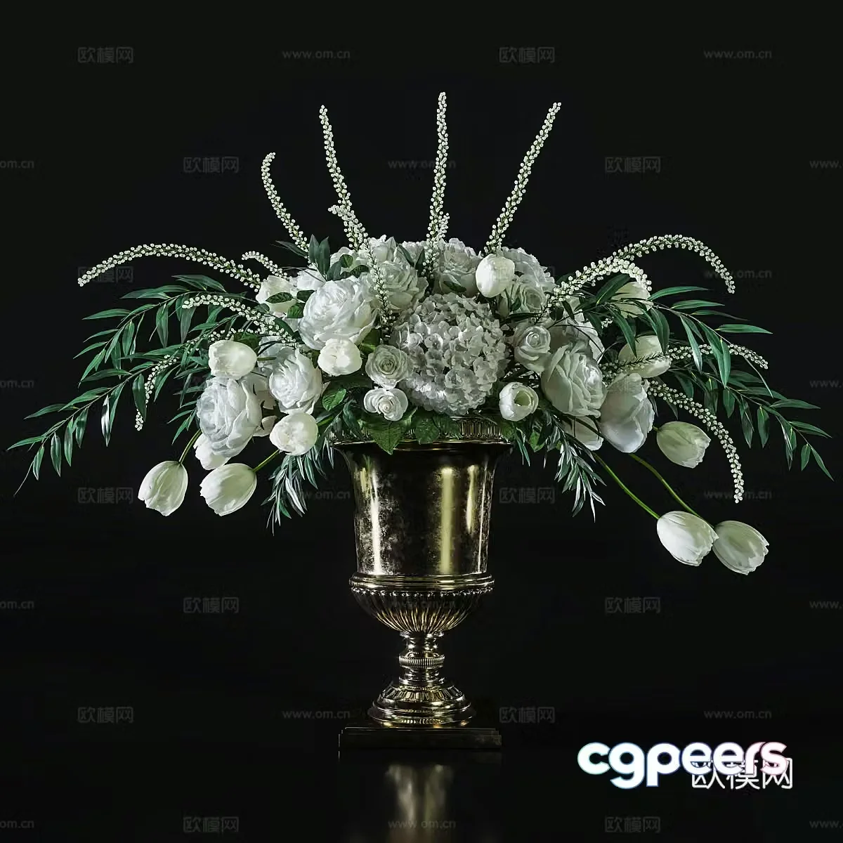 French vase flower art 3d model