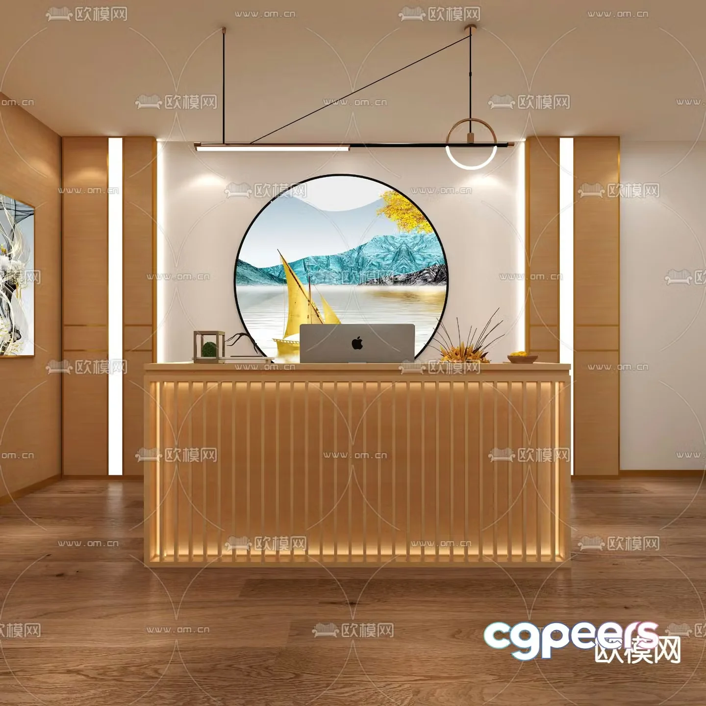 New Chinese style front desk service desk cashier 3D model
