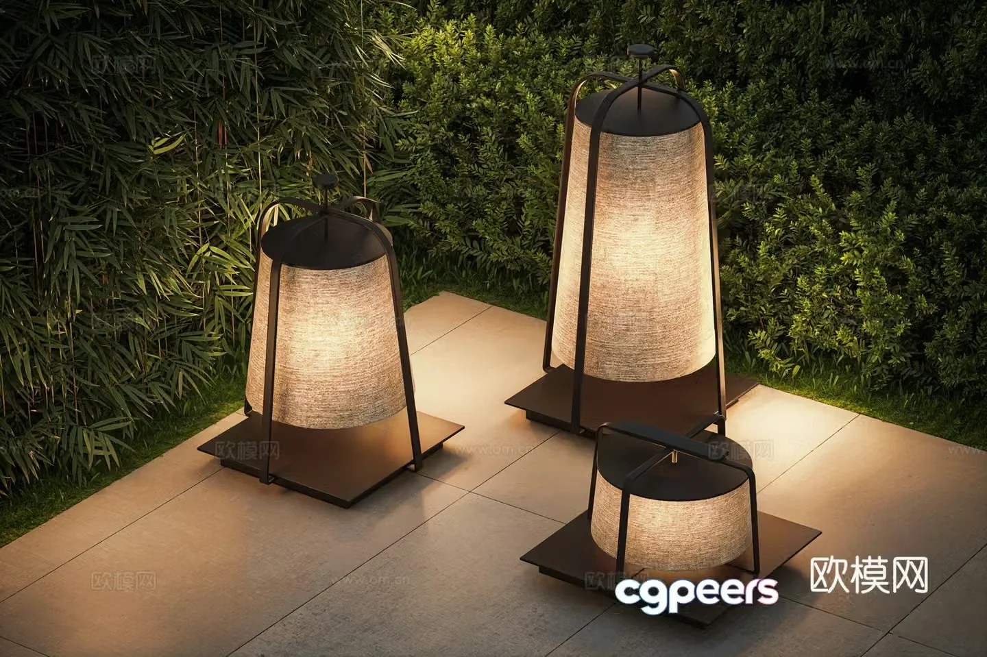 Modern courtyard lights Landscape lights Lamps Outdoor light combination lamp Lawn light Camping light 3d model