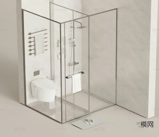 Modern Bathroom Shower 3D Model – 9743 – VRAY Render