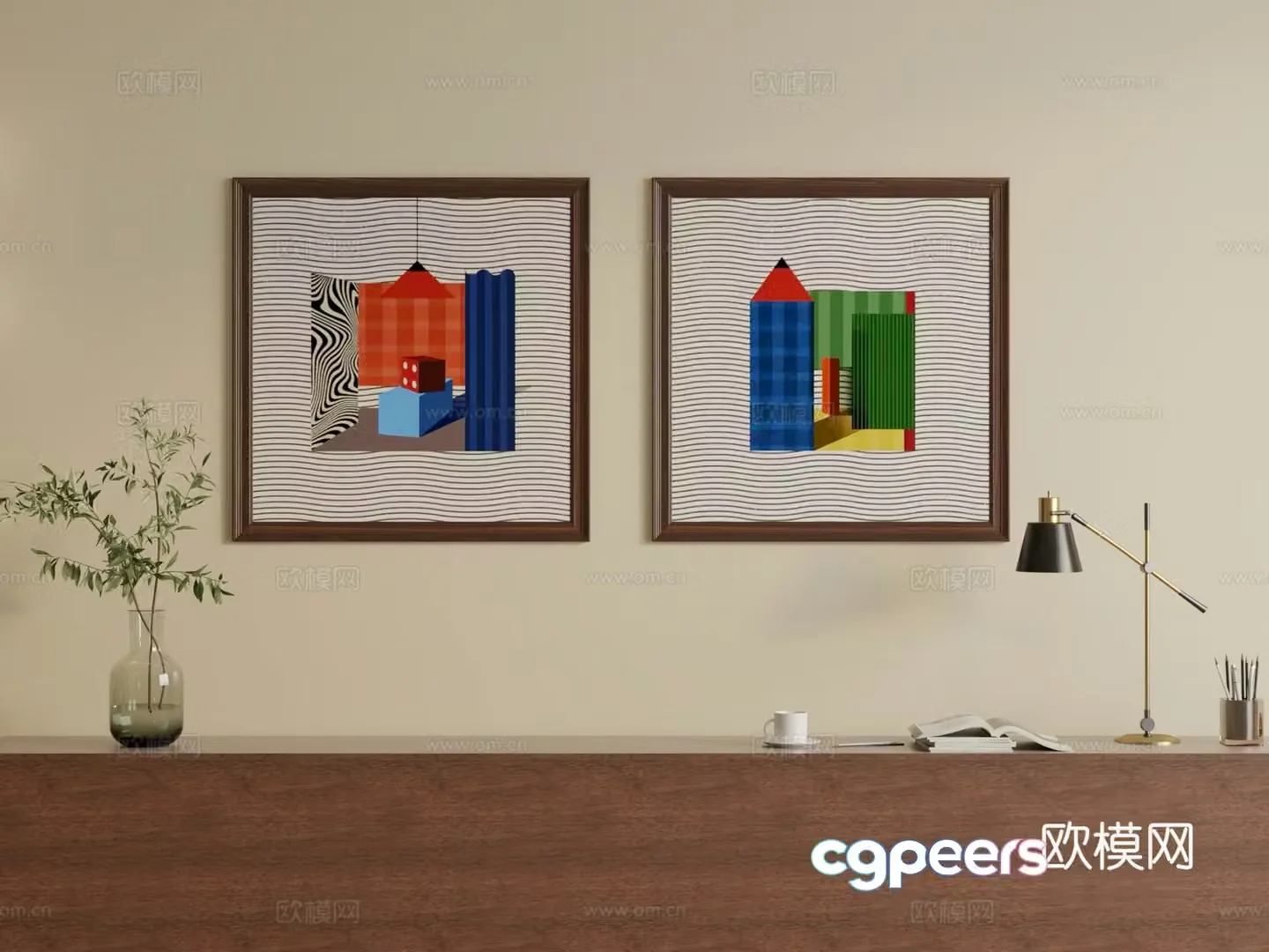 Bauhaus hanging painting 3d model