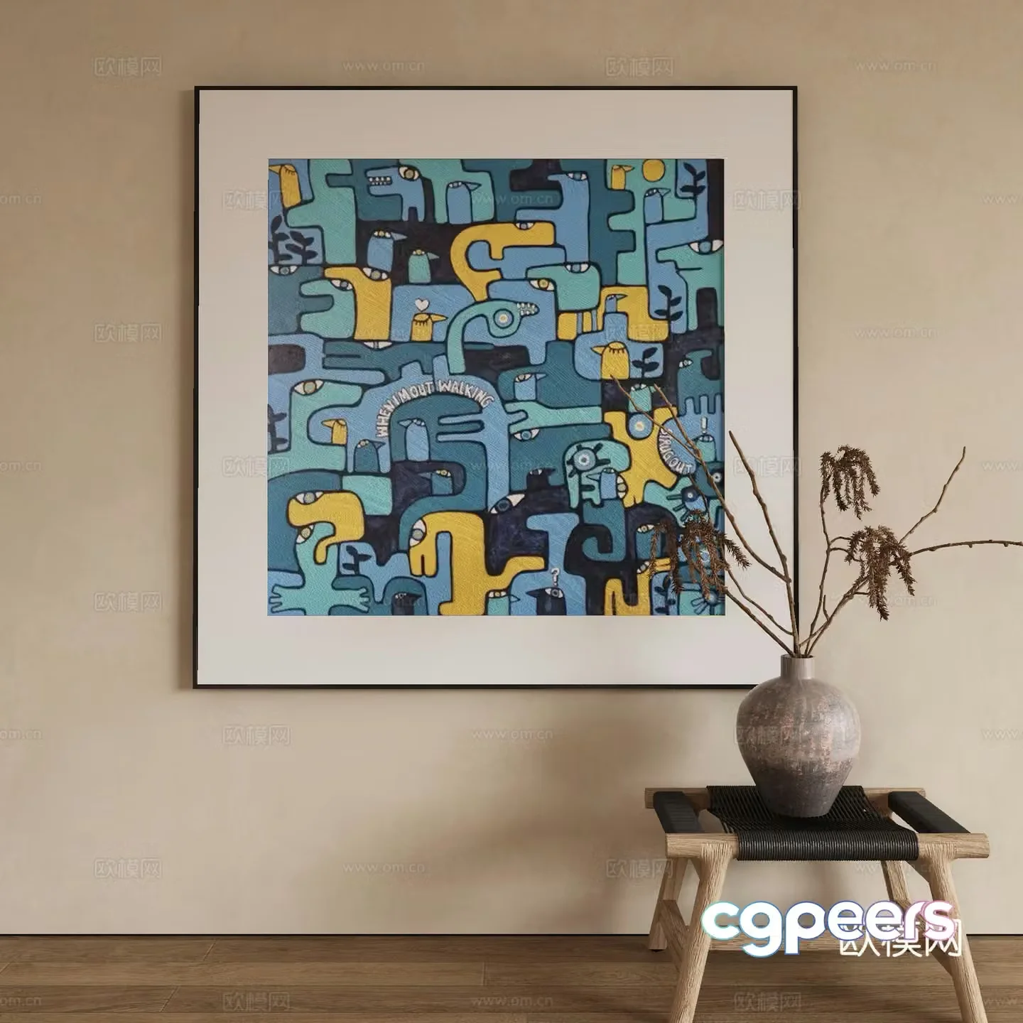 Modern abstract painting Decorative painting 3d model