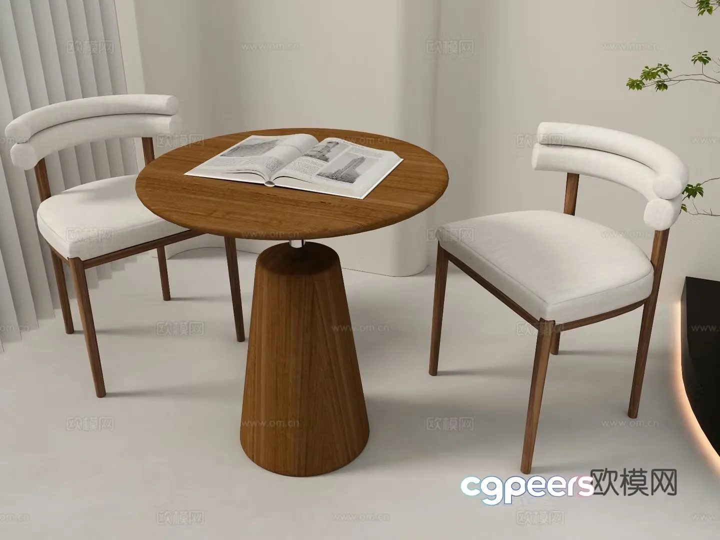 Wabi-sabi style negotiation table leisure table and chairs 3D model