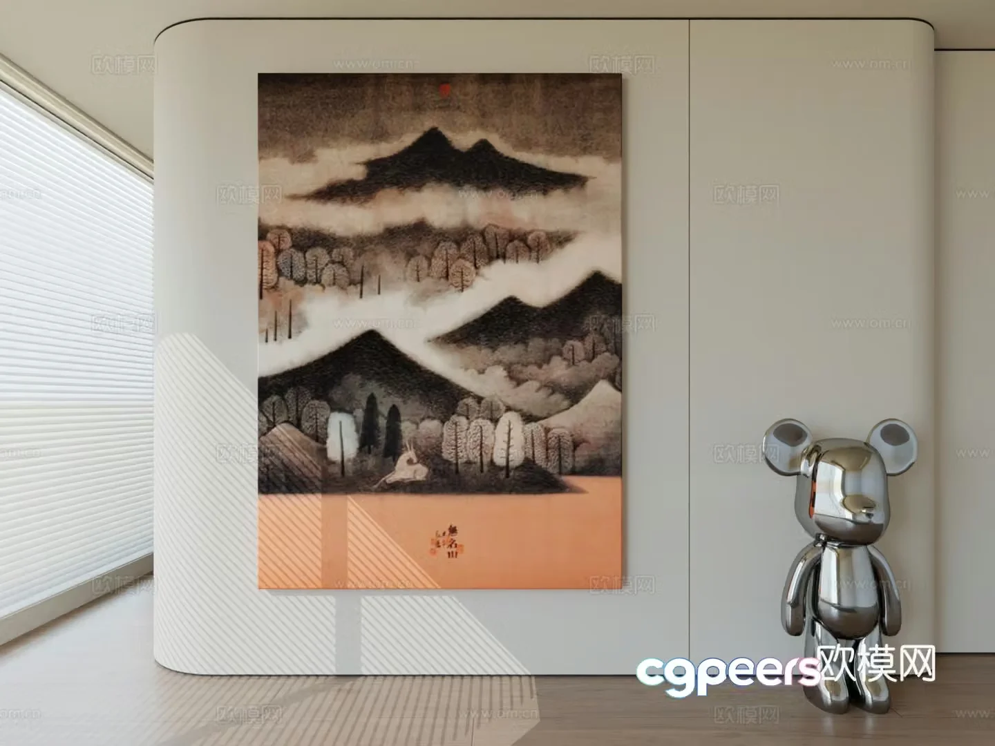 Modern minimalist hanging painting abstract art hanging painting 3d model