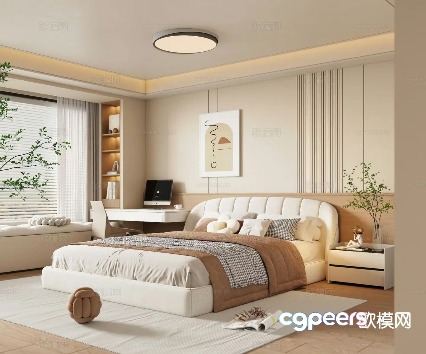 Cream style master bedroom bedroom 3d model